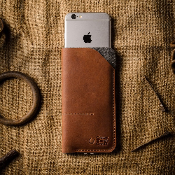 Kožené pouzdro / peněženka na iPhone kapsa na telefon