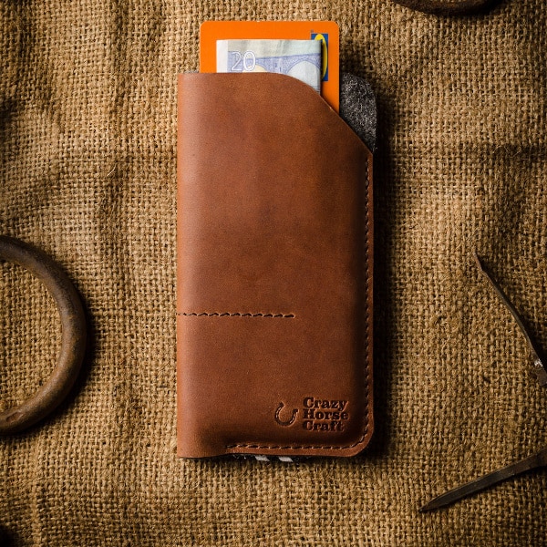Kožené pouzdro / peněženka na iPhone kapsa na peníze