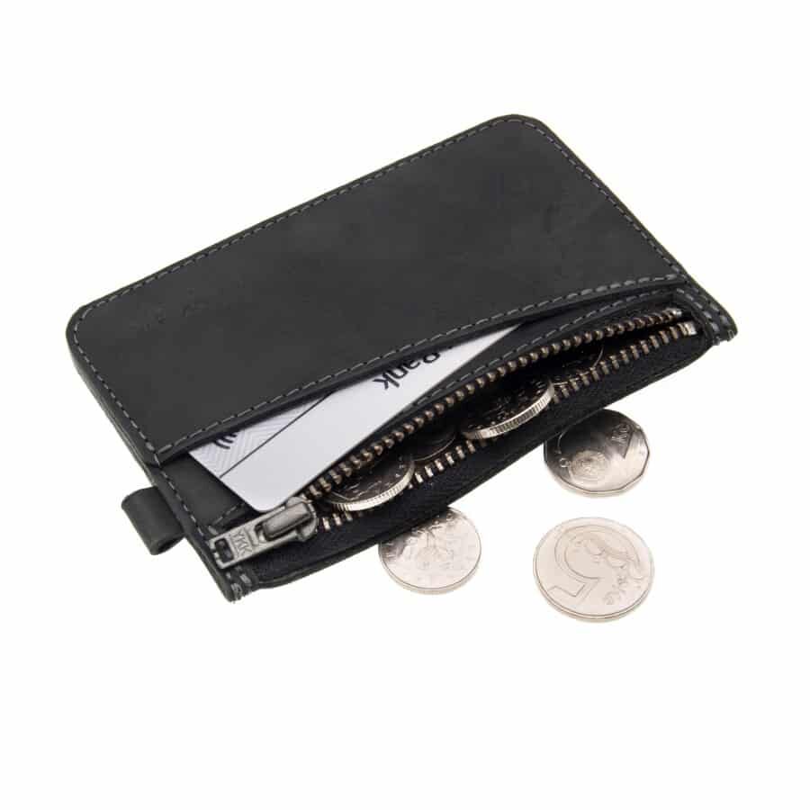 černá kožená peněženka na mince