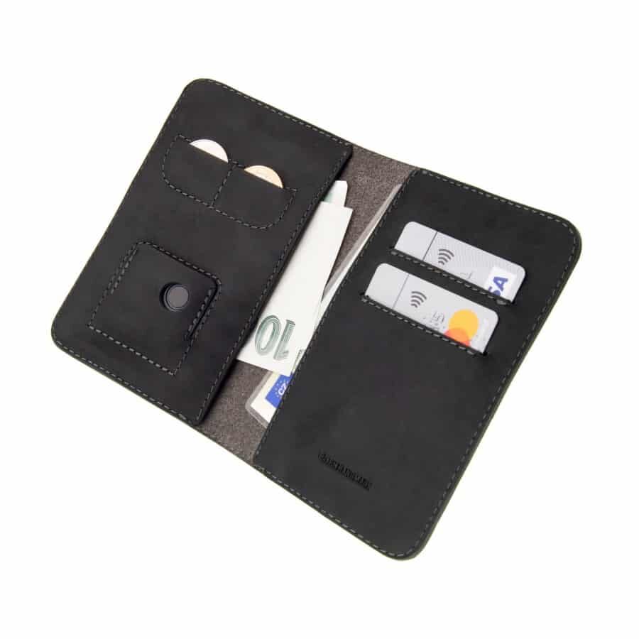 černá Chytrá kožená peněženka Fixed Smile Wallet XL