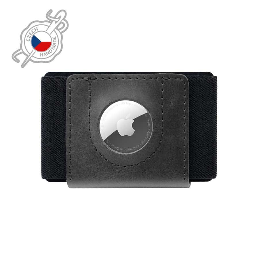 Kožená slim peněženka Fixed Tiny pro AirTag černá