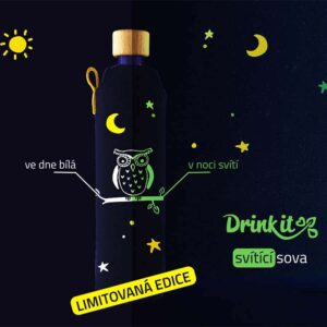Svítící skleněné láhve na pití Drinkit SOVA