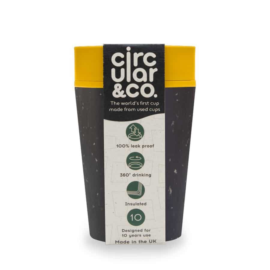 Circular & Co. recyklovaný kelímek na kávu 270 ml černo-žlutý