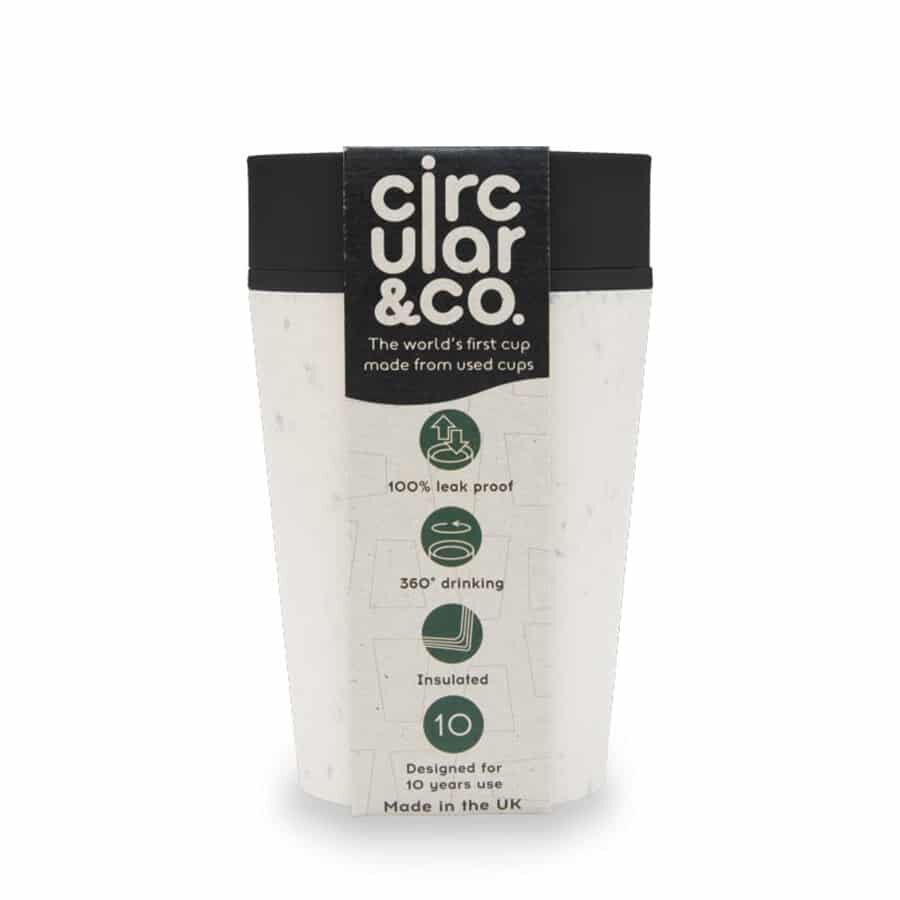 Circular & Co. recyklovaný kelímek na kávu 270 ml bílo-černý